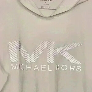 Michael Kors white,  long sleeve, lightweight, women's hooded shirt size small